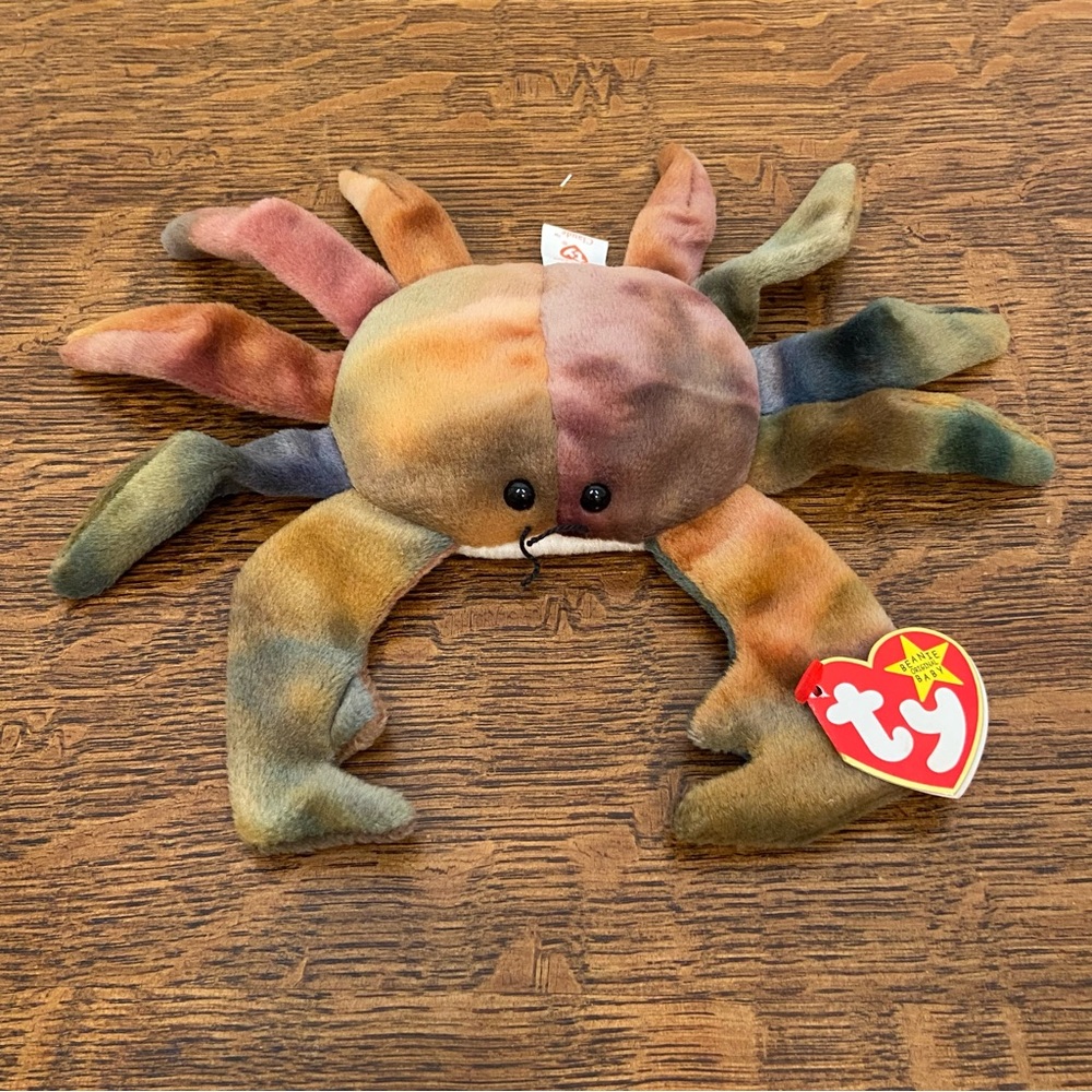 VINTAGE TY CLAUDE THE CRAB TOY COLLECTIBLE TIE DYE BEANIE BABY